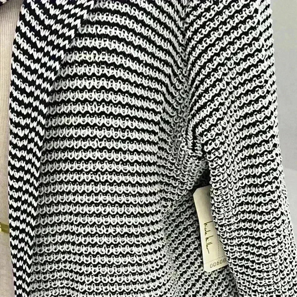 Nicole Miller Artelier Sweater Jacket with hood blue and white Large NEW - Picture 2 of 7